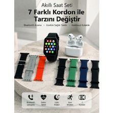 Beruflic Bluetooth Görüşme Destekli Akıllı Saat Seti Kablosuz Kulaklık, 7 Kordon ve Çoklu Spor Modu