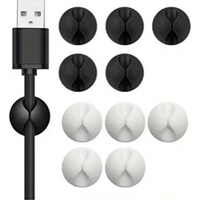CATEKSSS 10 Adet Kablo Tutucu Klips Şarj USB Telefon Kablosu Sabitleyici Yapışkanlı Masa Araç Düzenleyici