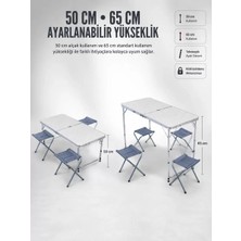 Nemere İthalat 4 Sandalyeli Katlanabilir Kamp Masası Portatif Bahçe Kamp ve Piknik Masa Seti Nemere Ithalat