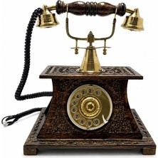 Urfakent Ahşap ve Pirinç Nostaljik Masa Telefonu AF931
