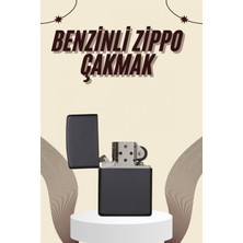 Hace Bazaar Çakmak Parlak Siyah Benzinli Çakmak Cep Boy Doldurulabilir