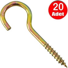CATEKSSS Piton 20*80 Çengel 5cm Vidalı Askı Eğri Se Demir Duy Kanca -20 Adet