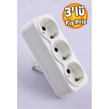 CATEKSSS 3'lü Fiş Priz Kablosuz Topraklı Çoklu Grup Priz Çoğaltıcı Üçlü Golyat Elektrik Pirizi.