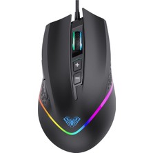 Aula F805 6400DPI Rgb 7 Tuşlu Makro Optik Oyuncu Mouse, Siyah