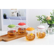 Çılgıntrend Cam Pipetli Kupa  Turuncu 420 ml