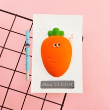 Çılgıntrend Kişiye Özel Sevimli Havuç Squishy Defter  Kokulu Kalem Jel Kalem