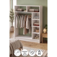 Bofigo 6 Raflı Gardırop Giysi Dolabı Açık Gardırop Elbise Dolabı Dualis Beyaz