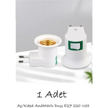 CATEKSSS Duy E27 Aç/kapa Anahtarlı Duy Standart Ampul Duyu Prize Takılan 220 Volt (1 Adet)