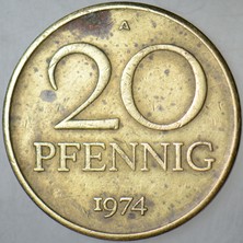 Banknoting Doğu Almanya 20 Pfennıg 1974 A Ddr.