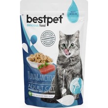 Bestpet Yetişkin Kediler Için, Tahılsız, Jöle Içinde Tuna ve Hamsi Parça Etli Yaş Mama, 85 G