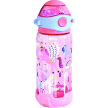 Dream Vest Çiçekli Unicorn Şeffaf Matara 650 Ml. (K)