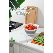 CATEKSSS 804 Çok Amaçlı Katlanabilir Saplı Yıkama Süzgeci - Akordiyon Pirinç Meyve Sebze Leğeni 3 L Plastik
