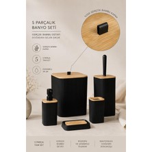 Okyanus Home Mina Siyah Bambu Kare 5'li Banyo Seti