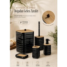 Okyanus Home Luna Siyah Bambu Detaylı 7lt 5'li Banyo Seti