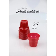 Ezupack 25'li 180CC Kırmızı Renk Lüx Sert Plastik Parti Bardak Doğum Günü Sunum Davet Nişan Söz Akrilik Mika
