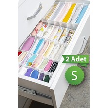 CATEKSSS 2 Adet 11 Bölmeli Çizgili Akordiyon Çok Amaçlı Çekmece Dolap Içi Organizer Düzenleyici 11X41X12 cm S