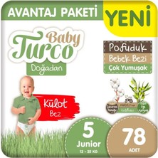 Baby Turco Doğadan Avantaj Paketi Pofuduk Külot Bez 5 Numara Junior 78 Adet