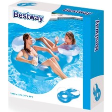 Bestway Çift Kişilik Mavi Deniz Yatağı Güneşlenme Koltuğu Dayanıklı Vinyl 188x117 Cm Plaj Havuz