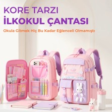 Kore Tarzı Aksesuarlı Kız Çocuk Ilkokul Ortaokul Çantası Sırt Çantası