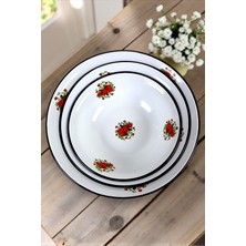 İnci Emaye 32 Cm-36 Cm-40 cm 3 Lü Emaye Leğen Çırpma ve Karıştırma Kabı, Hamur Leğeni,meyvelik, Çeyiz, Hediye,