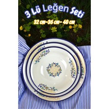 İnci Emaye 32 Cm-36 Cm-40 cm 3 Lü Emaye Leğen Çırpma ve Karıştırma Kabı, Hamur Leğeni,meyvelik, Çeyiz, Hediye,
