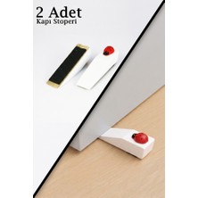 Tiesa Home 2li Ahşap Kapı Altlığı Altı Stoperi Durdurucu Takozu Beyaz Uğur Böceği