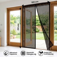 Hereveoyuncak Mıknatıslı Kapı Sinekliği Siyah 100X210 cm Otomatik Kapanaan Manyetik Tül Sineklik