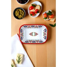 İnci Emaye 13 No Emaye Dörtgen Tabak Meze Kahvaltılık Kamp Piknik