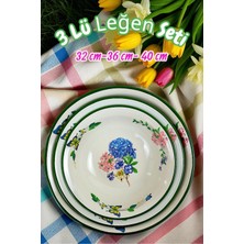 İnci Emaye 32 Cm-36 Cm-40 cm 3 Lü Emaye Leğen Çırpma ve Karıştırma Kabı, Hamur Leğeni,meyvelik, Çeyiz, Hediye,