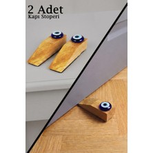 Tiesa Home 2li Ahşap Kapı Altlığı Altı Stoperi Durdurucu Takozu Kahverengi Nazar Boncuğu