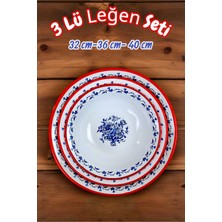 İnci Emaye 32 Cm-36 Cm-40 cm 3 Lü Emaye Leğen Çırpma ve Karıştırma Kabı, Hamur Leğeni,meyvelik, Çeyiz, Hediye,
