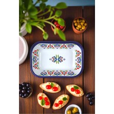 İnci Emaye 13 No Emaye Dörtgen Tabak Meze Kahvaltılık Kamp Piknik