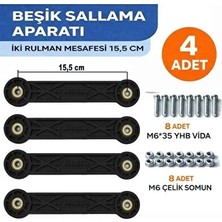 CATEKSSS Beşik Sallama Aparatı (Iki Rulman Deliği Aralığı 15,5 Cm) 4 Adet Siyah