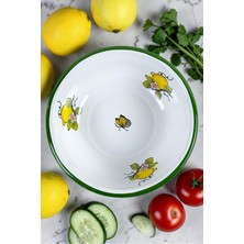 İnci Emaye 20 cm Emaye Kase Tabak, Çukur Tabak, Salata Tabak, Cips Tabak
