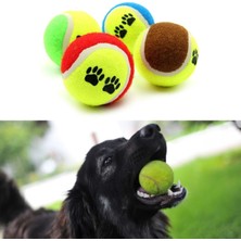 Hereveoyuncak 3lüü Renkli Desenli Tenis Topu Kedi Köpek Oyuncağı