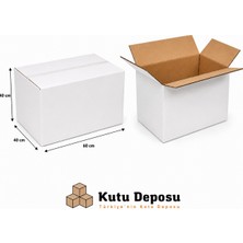 Kutu Deposu 40X60X40 cm Dayanıklı Çeyiz Taşıma Kolisi-Beyaz (10 Adet)