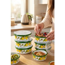 İnci Emaye 12 Parça 6 Lı Emaye Kapaklı Kahvaltı Seti, Kahvaltı Tabağı, Sunum, Zeytin, Reçellik, Peynir Tabağı, Hediye, Çeyiz
