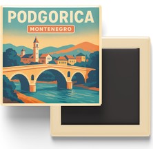 İberk Buzdolap Magneti - Podgorica Karadağ - Ribnica Köprüsü - 9x9 cm