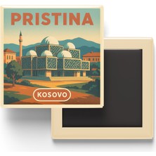 İberk Buzdolap Magneti - Priştine Kosova - Kosova Ulusal Kütüphanesi - 9x9 cm