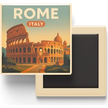 İberk Buzdolap Magneti - Roma Italya - Kolezyum - 9x9 cm