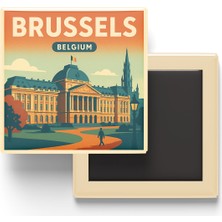 İberk Buzdolap Magneti - Brüksel Belçika - Kraliyet Sarayı - 9x9 cm