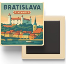 İberk Buzdolap Magneti - Bratislava Slovakya - Bratislava Kalesi - 9x9 cm