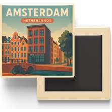 İberk Buzdolap Magneti - Amsterdam Hollanda - Anne Frank Evi - 9x9 cm
