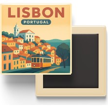 İberk Buzdolap Magneti - Lizbon Portekiz - Alfama Mahallesi - 9x9 cm