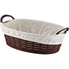 Bora Plastik Hasır Desenli Ekmek Sepeti Oval  24 CM Bez Kaplamalı BO664