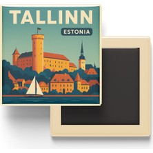 İberk Buzdolap Magneti - Tallinn Estonya - Toompea Kalesi - 9x9 cm