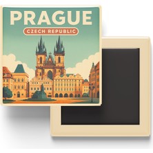 İberk Buzdolap Magneti - Prag Çekya - Eski Şehir Meydanı - 9x9 cm