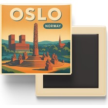 İberk Buzdolap Magneti - Oslo Norveç - Vigeland Parkı - 9x9 cm