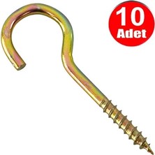 CATEKSSS Piton 22*130 Çengel 8cm Vidalı Askı Eğri Se Demir Duy Kanca -10 Adet