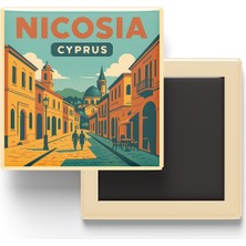 İberk Buzdolap Magneti - Lefkoşa Kıbrıs - Ledra Caddesi - 9x9 cm